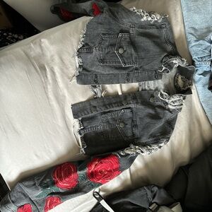 Very distressed rose jean jacket